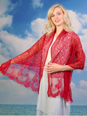 Flower Cut-Out Lace Design Scarf 